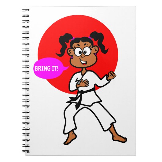 Schwarze Mädchen-Karate-Hauptzeitschrift Notizblock (Vorderseite)