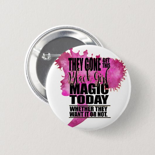 Schwarze Mädchen-Magie-Bestätigung Button (Vorne & Hinten)