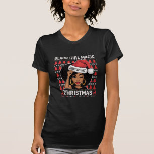 Schwarze Mädchen Magie Frohe Weihnachten Afroameri T-Shirt