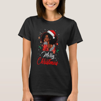 Schwarze Mädchen Magie Frohe Weihnachten Afroameri T-Shirt