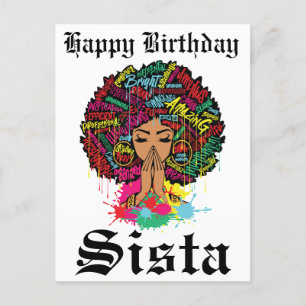 Schwarze Mädchen Magie Geburtstag Schwester Melani Postkarte