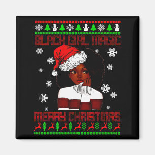 Schwarze Mädchen Magie Hässliches Weihnachten Afro Magnet