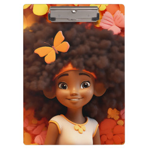 Schwarze Mädchen Magie melanin Prinzessin braune H Klemmbrett