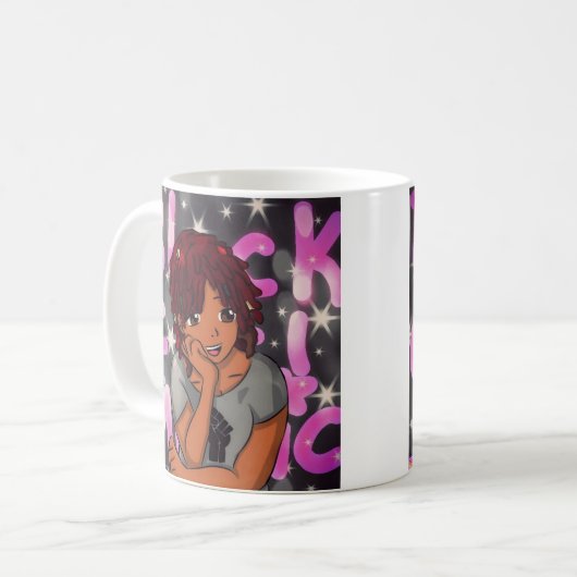 Schwarze Mädchen-Magie-Tasse Kaffeetasse (Vorderseite Links)