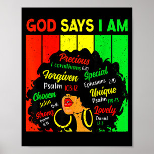 Schwarze Mädchenkönigin Gott sagt, ich bin Melanin Poster