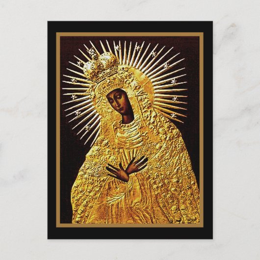 Schwarze Madonna im Gebet Postkarte (Vorderseite)