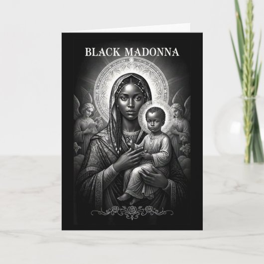 Schwarze Madonna Schwarze Mutter mit Kind Christli Karte (Vorderseite)
