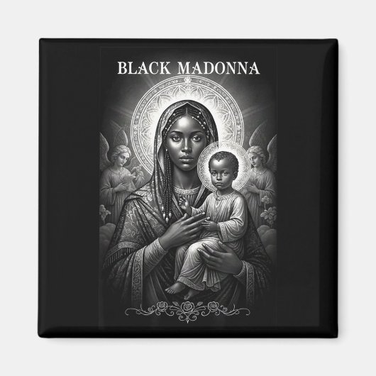 Schwarze Madonna Schwarze Mutter Und Kind Christli Magnet (Vorne)