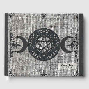 Schwarze Magie Dreifacher Mond Pentagramm Vintage Gästebuch
