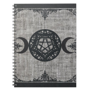 Schwarze Magie Dreifacher Mond Pentagramm Vintage Notizblock