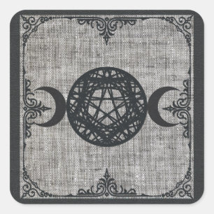 Schwarze Magie Dreifacher Mond Pentagramm Vintage  Quadratischer Aufkleber