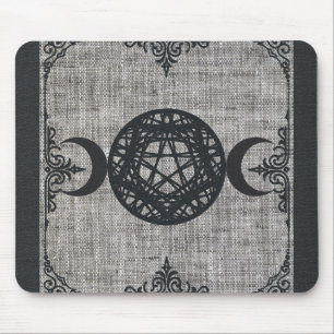 Schwarze Magie Dreifaches Mond Pentagramm Vintage Mousepad