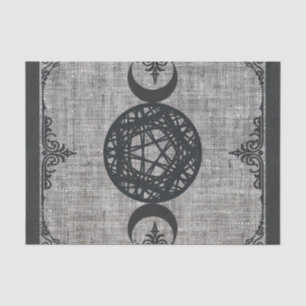 Schwarze Magie Dreifaches Mond Pentagramm Vintage Seidenpapier
