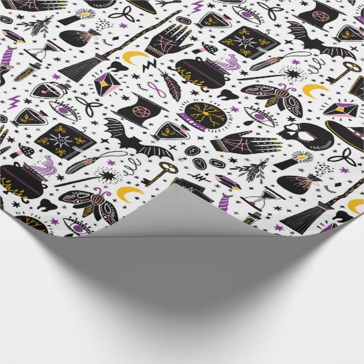 Schwarze Magie-Halloween-Packpapier Geschenkpapier (Ecke)