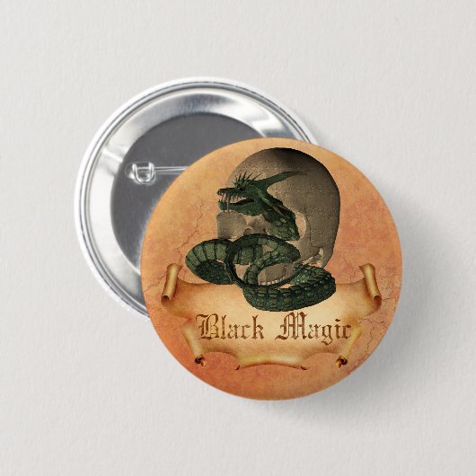 Schwarze Magie-Schädel Button (Vorne & Hinten)