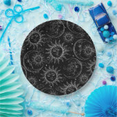 Schwarze Magie Vintage Himmels-Sonne Mond Sterne Pappteller (Party)