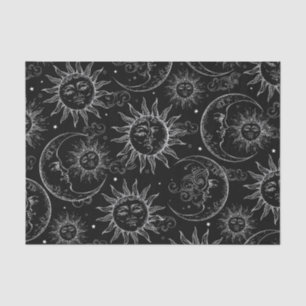 Schwarze Magie Vintage Himmels-Sonne Mond Sterne Seidenpapier
