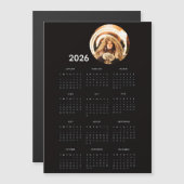 Schwarze Magnetkarte mit rundem Foto und Kalender  (Vorne/Hinten)