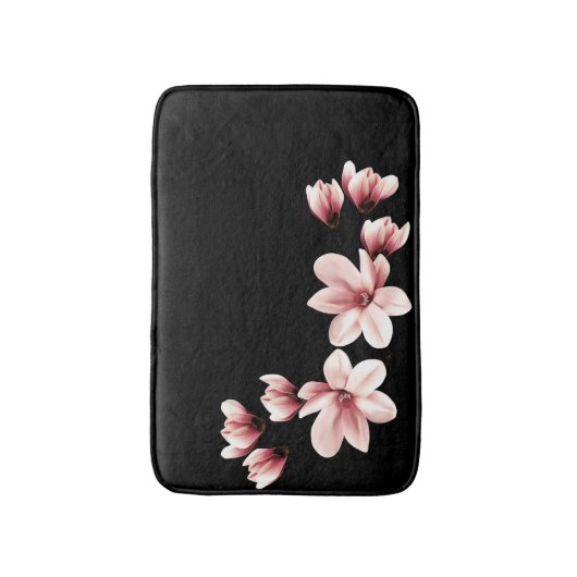 Schwarze Magnolien Badematte (Vorderseite Vertikal)