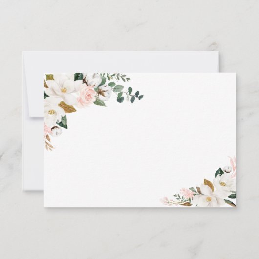 Schwarze Mahlzeiten Auswahl Gold und White Magnoli RSVP Karte (Rückseite)