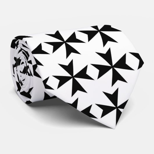 Schwarze Malteserkreuz-Krawatte Krawatte (Gerollt)