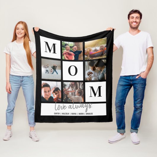 Schwarze Mama Farbblock FotoCollage Personalisiert Fleecedecke (Beispiel)