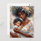 Schwarze Mama und kleine Tochter Kunst Postkarte (Vorne/Hinten)
