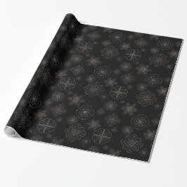 Schwarze Mandala-Blume-Ornamente Geschenkpapier