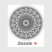 Schwarze Mandala-Kreise und Blätter Aufkleber (Blatt)