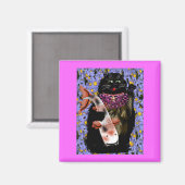 Schwarze Maneki neko w/koi Magnet (Vorderseite/Rückseite)