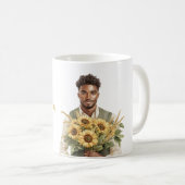 Schwarze Mann Sonnenblumen Kaffeetasse (VorderseiteRechts)