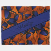 Schwarze Mannschaft Farben Mädchen Basketballkorb Fleecedecke (Vorderseite (Horizontal))