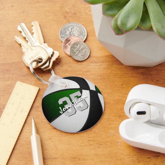 Schwarze Mannschaft grün Jungs Basketball Schlüsselanhänger (Schreibtisch)