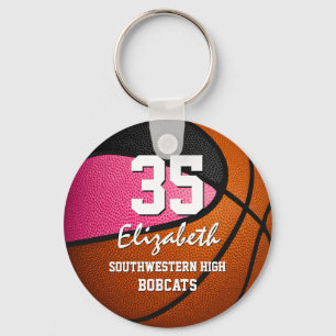 Schwarze Mannschaftsgeist-Girls Basketball Schlüsselanhänger