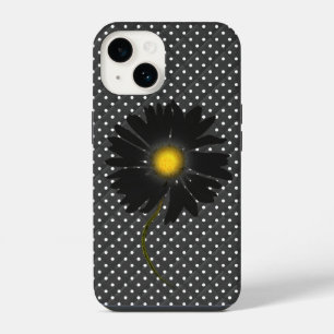 Schwarze Margerite auf Punkten iPhone 14 Hülle