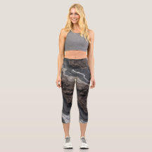 Schwarze Marmor-Abstrakt-Leggings – Yoga-Hosen