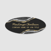 Schwarze Marmor Achat Gold Glitter Geschäft Namensschild (Vorderseite)