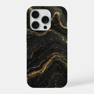 Schwarze Marmor Eleganz ✨ Luxuriöse Goldadern Abst iPhone 15 Pro Hülle