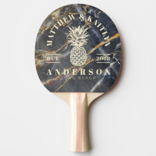 Schwarze Marmor Gold Tropische Ananas Hochzeits Wa Tischtennis Schläger