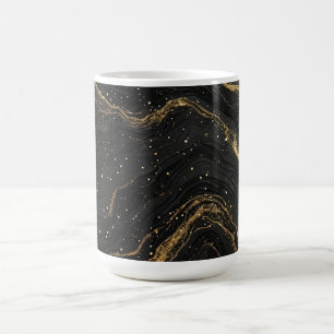 Schwarze Marmor-Goldadern Luxus-Abstrakt Kaffeetasse