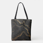 Schwarze Marmor-Goldadern Luxus-Abstrakt Tasche (Rückseite)