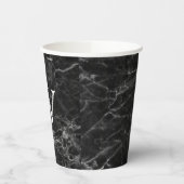 Schwarze Marmor-Initial-Quadrat-Trinkbecher Pappbecher (Links)
