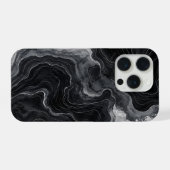Schwarze Marmor-Strudel-Handyhülle iPhone Hülle (Rückseite (Horizontal))