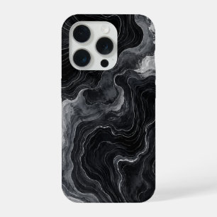 Schwarze Marmor-Strudel-Handyhülle iPhone 15 Pro Hülle