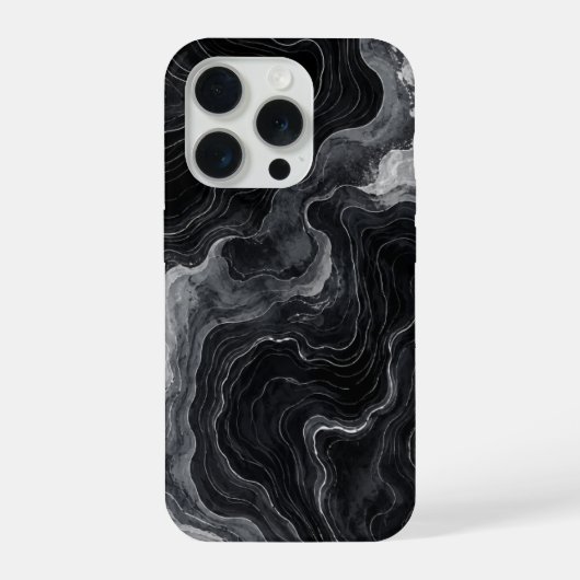 Schwarze Marmor-Strudel-Handyhülle iPhone Hülle (Rückseite)