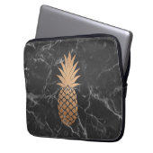 Schwarze Marmor-und Rosen-Goldananas-Laptophülse Laptopschutzhülle (Vorderseite Links)