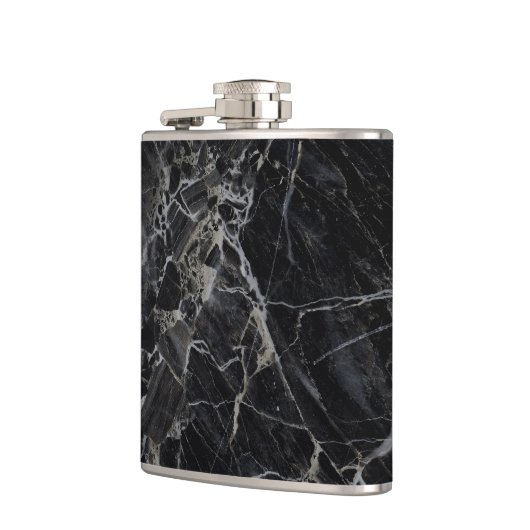 Schwarze Marmorflasche Flachmann (Links)