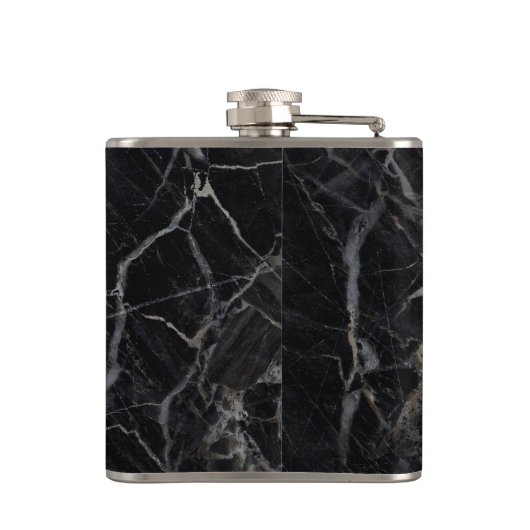 Schwarze Marmorflasche Flachmann (Rückseite)