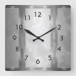 Schwarze Marmorpaneele Quadratische Wanduhr