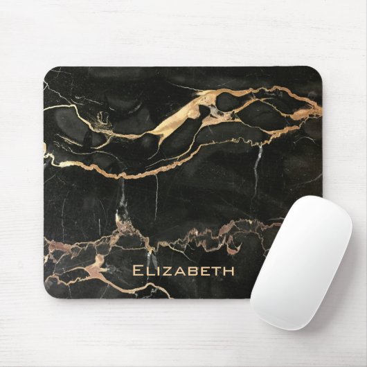 Schwarze Marmorplatte mit Namen Mousepad (Mit Mouse)